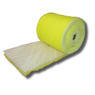 Filter, Pad, 22 grams per square foot, 48" Bulk Roll (300'), Fiberglass, White on Yellow