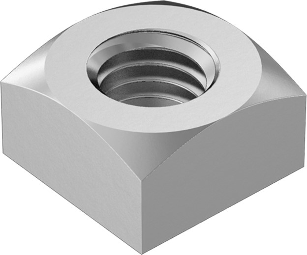Square Nut, 1/2"-13, Carbon Steel, Clear Zinc