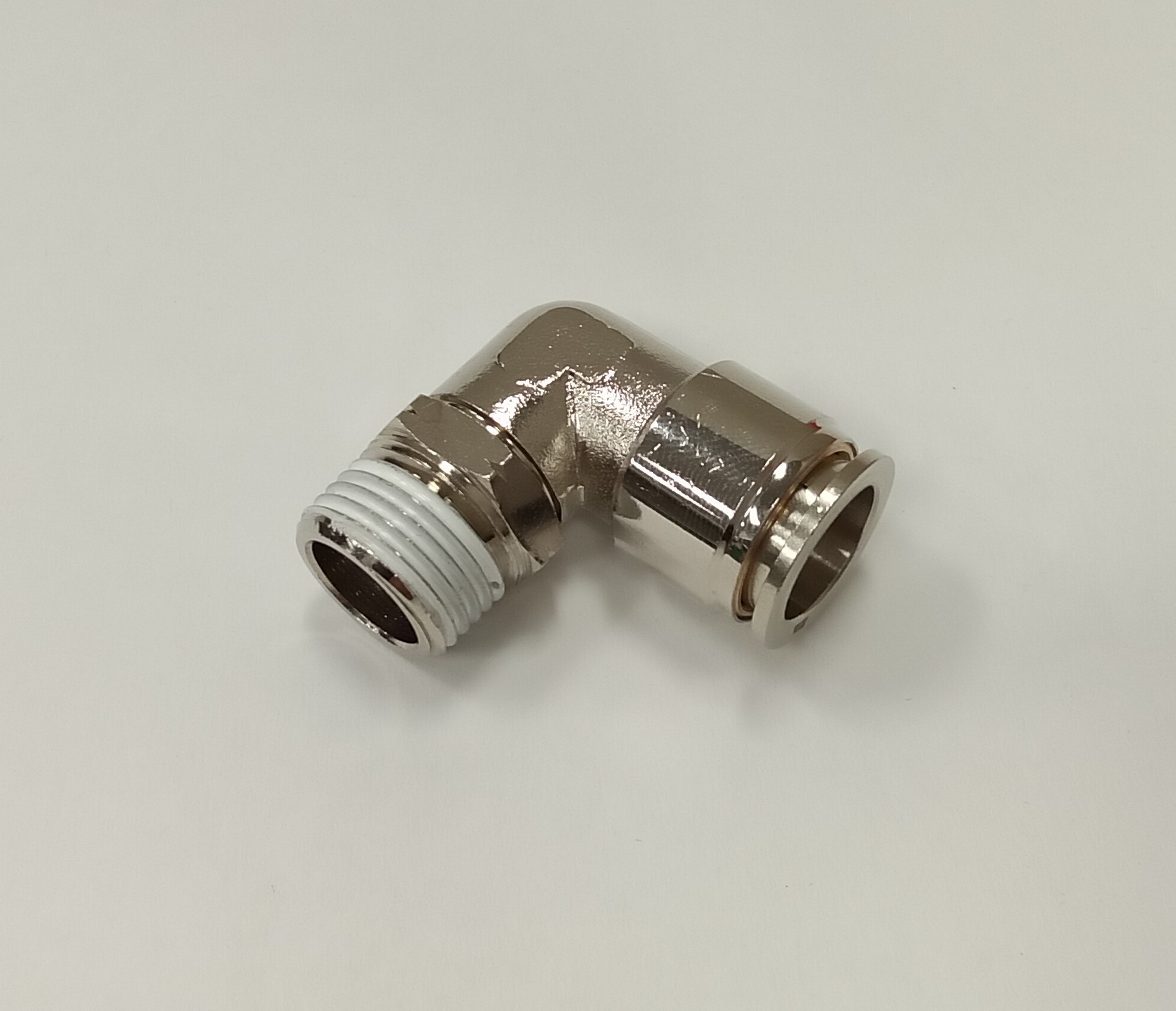 Fitting, Elbow, Swivel, Push-in x MNPT, 1/2" Tube OD x 3/8", Brass, Nickel Plated