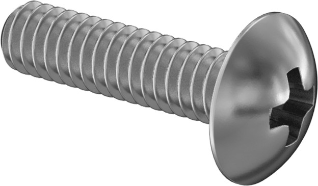 Phillips Truss Head Screw, 1/4"-20 x 1", Carbon Steel, Clear Zinc