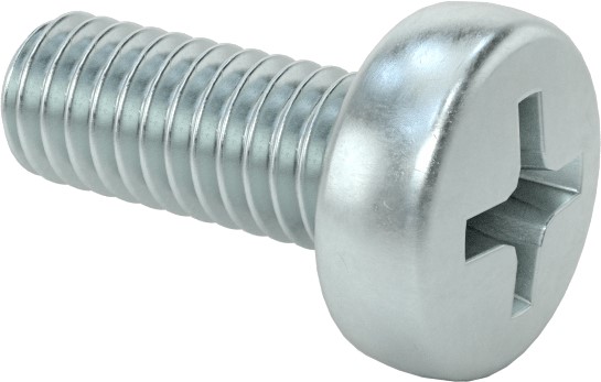 Phillips Pan Head Screw, M4-0.7 x 10mm, Carbon Steel, Clear Zinc