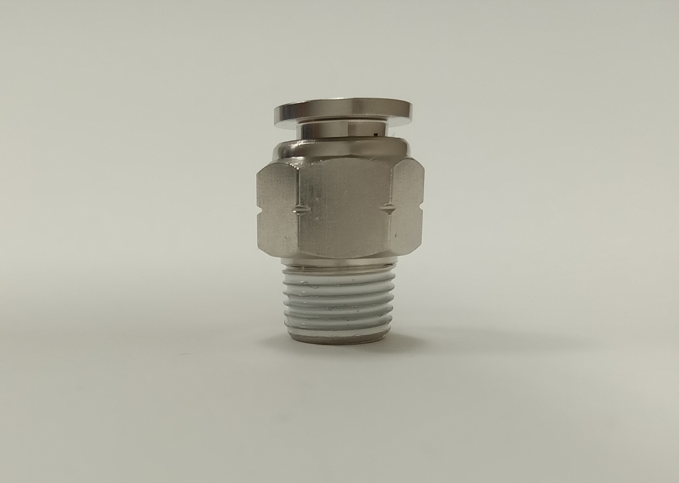 Fitting, Straight, Push-in x MNPT, 1/4" Tube OD x 1/8", Brass, Nickel Plated