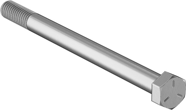 Hex Bolt, 3/8"-16 x 5", Partially Threaded, Carbon Steel, Clear Zinc