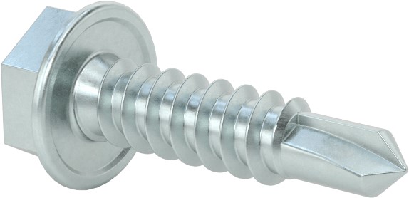 Drilling Screw, Hex Head, #10-16 x 3/4", #3 Drill Tip, Carbon Steel, Clear Zinc