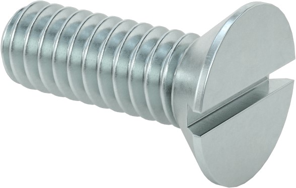 Slotted Flat Head Screw, 1/4"-20 x 3/4", Carbon Steel, Clear Zinc