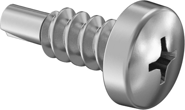 Drilling Screw, Phillips Pan Head, #8-18 x 1/2", #2 Drill Tip, Carbon Steel, Clear Zinc