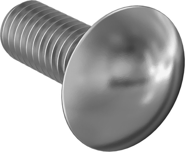 Carriage Bolt, Square-Neck, Round Head, 3/8"-16 x 1", Carbon Steel, Clear Zinc
