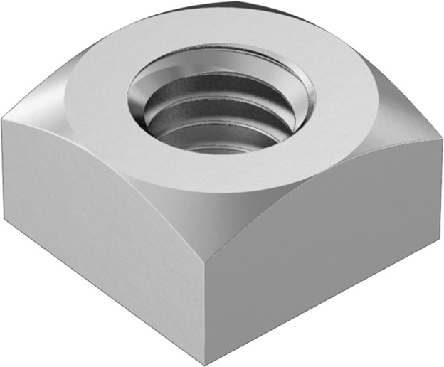 Square Nut, 3/8"-16, Carbon Steel, Clear Zinc