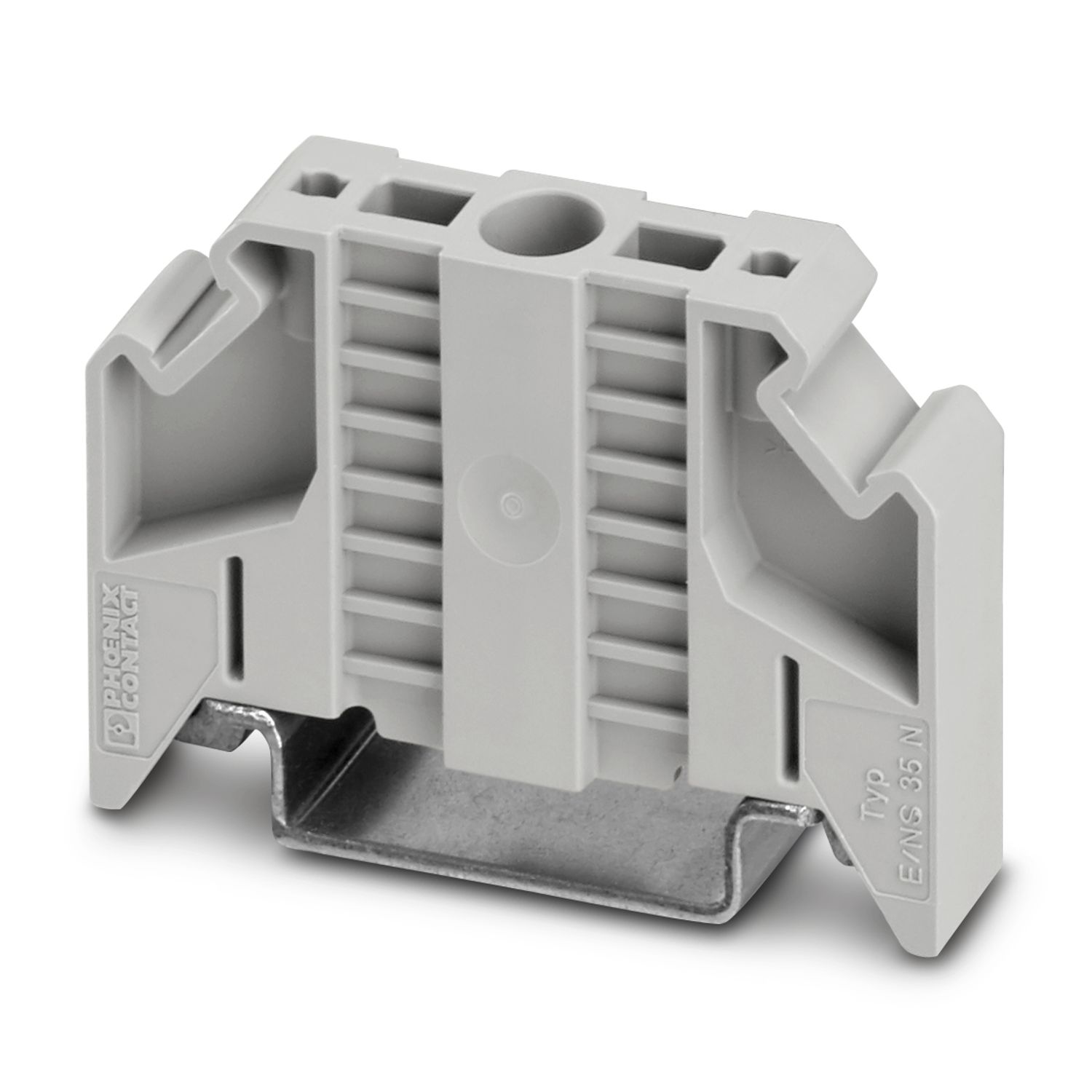 NS 35 DIN Rail Screw-on End Bracket, Gray
